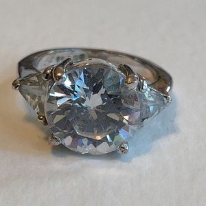 18k white gold plated 7 carat cubic zirconia ring